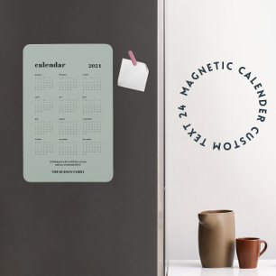 Aangepaste SImple Chic 2024 stoffige groene kalend Magneet