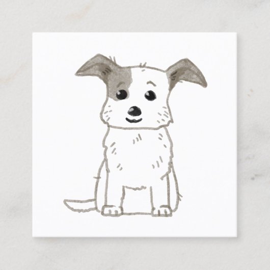 Aangepaste Simple Cute Dog Waling Sitting Service Vierkante Visitekaartje (Voorkant)