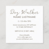 Aangepaste Simple Cute Dog Waling Sitting Service Vierkante Visitekaartje (Achterkant)