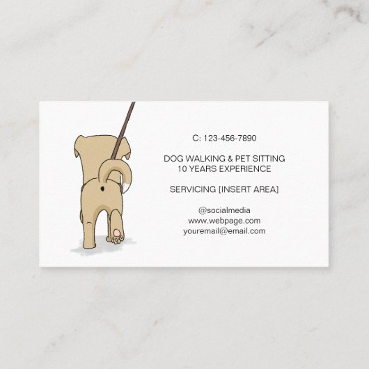 Aangepaste Simple Cute Dog Waling Sitting Service Visitekaartje (Achterkant)