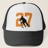 Aangepaste Sinaasappel Aangepaste Hockey Player-nu Trucker Pet (Voorkant)