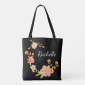 Aangepaste Sinaasappel- en roze blokmonogram Canva Tote Bag (Achterkant)