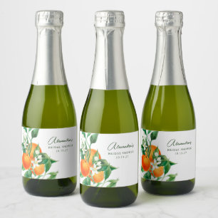 Aangepaste Sinaasappel fruit Botanische Vrijgezell Sparkling Wijnetiket