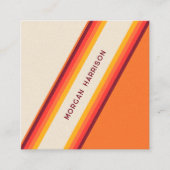 Aangepaste Sinaasappel gele retro strepen 70s, 80s Vierkante Visitekaartje (Voorkant)