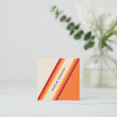 Aangepaste Sinaasappel gele retro strepen 70s, 80s Vierkante Visitekaartje (Staand voorkant)