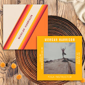 Aangepaste Sinaasappel gele retro strepen 70s, 80s Vierkante Visitekaartje