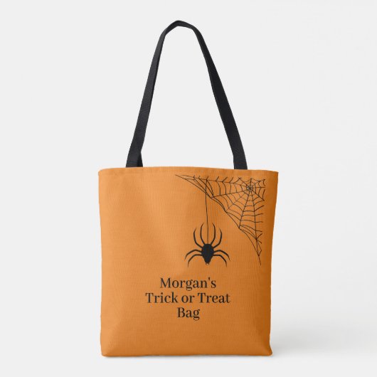 Aangepaste Sinaasappel Halloween Spin Web Trick or Tote Bag (Achterkant)