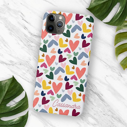 Aangepaste Sinaasappel Mint Groen Roze Blauw Hart Case-Mate iPhone Case