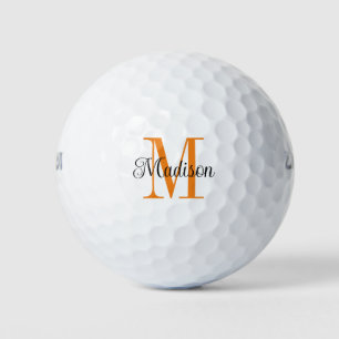 Aangepaste Sinaasappel Monogram Initiaal Zwart Naa Golfballen