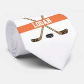 Aangepaste Sinaasappel naam van Hockey Player-spel Stropdas (Opgerold)