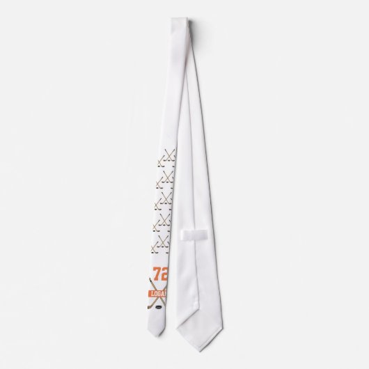 Aangepaste Sinaasappel naam van Hockey Player-spel Stropdas (Achterkant)