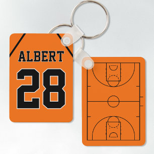 Aangepaste Sinaasappel & Zwart Basketbal Hof en Je Sleutelhanger