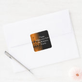 Aangepaste Sinaasappel / zwarte kroonluchter Hallo Vierkante Sticker (Envelop)