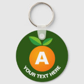 Aangepaste sinaasappels monogram-knop sleutelhange sleutelhanger (Voorkant)