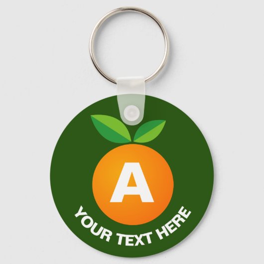 Aangepaste sinaasappels monogram-knop sleutelhange sleutelhanger (Voorkant)