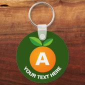Aangepaste sinaasappels monogram-knop sleutelhange sleutelhanger (Voorkant)