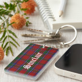 Aangepaste Sinclair Tartan Schotse Plaid Sleutelha Sleutelhanger (Voorkant Rechts)