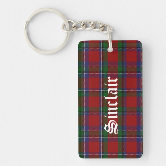 Aangepaste Sinclair Tartan Schotse Plaid Sleutelha Sleutelhanger (Voorkant)