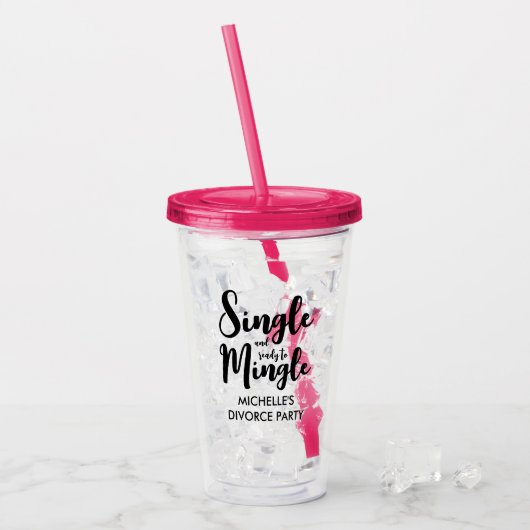 Aangepaste single en klaar om te feesten scheiding acryl drinkbeker (Voorkant ijs)