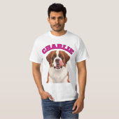 Aangepaste Sint Bernard Grote Hond Tong Uit  T-shirt (Voorkant volledig)