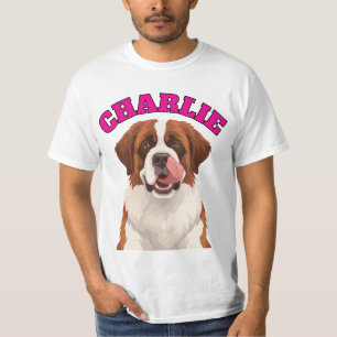 Aangepaste Sint Bernard Grote Hond Tong Uit T-shirt