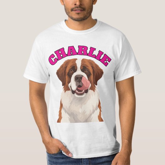 Aangepaste Sint Bernard Grote Hond Tong Uit  T-shirt (Voorkant)