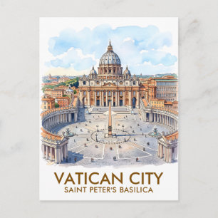 Aangepaste Sint-Pietersbasiliek Vaticaanstad Aquar Briefkaart