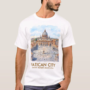 Aangepaste Sint-Pietersbasiliek Vaticaanstad Aquar T-shirt