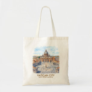 Aangepaste Sint-Pietersbasiliek Vaticaanstad Aquar Tote Bag