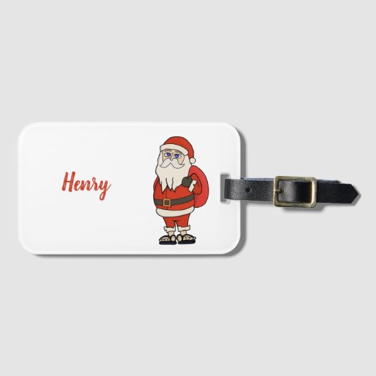 Aangepaste Sinterklaas Kerst Teenslippers Bagagelabel (Voorkant (horizontaal))
