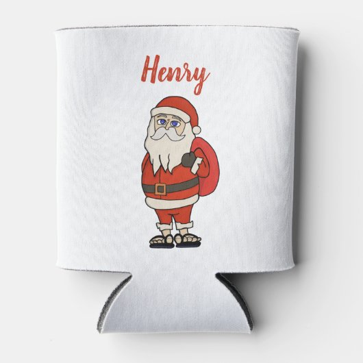 Aangepaste Sinterklaas Kerst Teenslippers Blikjeskoeler (Voorkant)