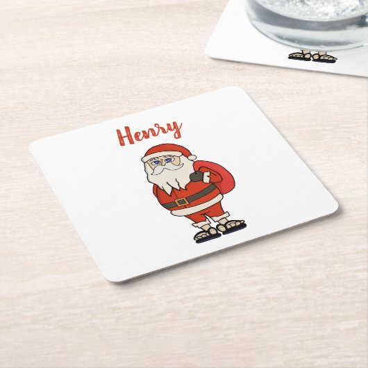 Aangepaste Sinterklaas Kerst Teenslippers Kartonnen Onderzetters (Schuin)