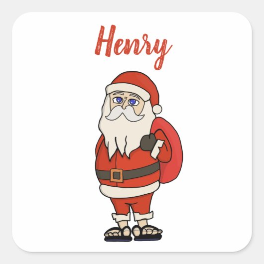 Aangepaste Sinterklaas Kerst Teenslippers Vierkante Sticker (Voorkant)