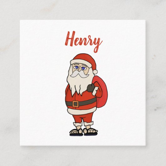 Aangepaste Sinterklaas Kerst Teenslippers Vierkante Visitekaartje (Voorkant)