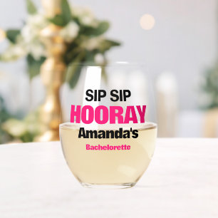 Aangepaste SIP Hoera Bachelorette Party Favorieten Wijnglas Zonder Voet