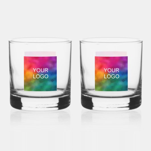 Aangepaste Sjabloon Bedrijf Logo Set van 2 Whisky Glas (Voorkant)