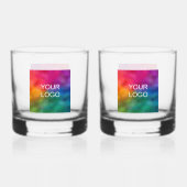 Aangepaste Sjabloon Bedrijf Logo Set van 2 Whisky Glas (Achterkant)