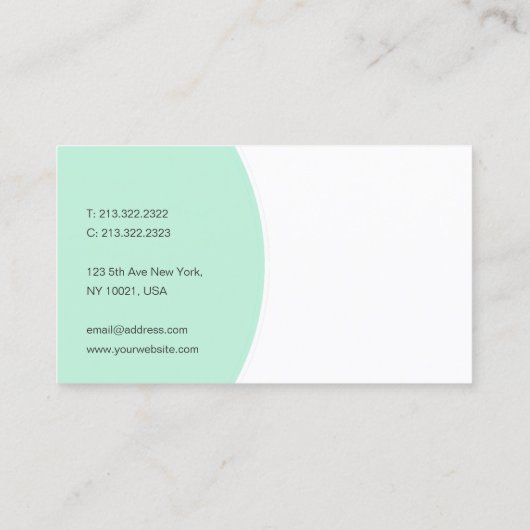 Aangepaste Sjabloon elegant mint groen wit modern Visitekaartje (Achterkant)