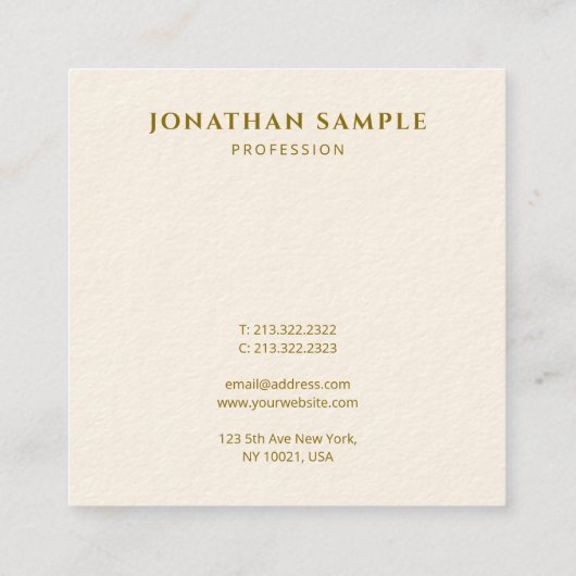 Aangepaste Sjabloon Elegant Modern Gouden Tekst Vi Vierkante Visitekaartje (Achterkant)