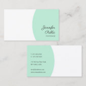 Aangepaste sjabloon Elegante Mintgroene Witte Mode Visitekaartje (Voorkant / Achterkant)