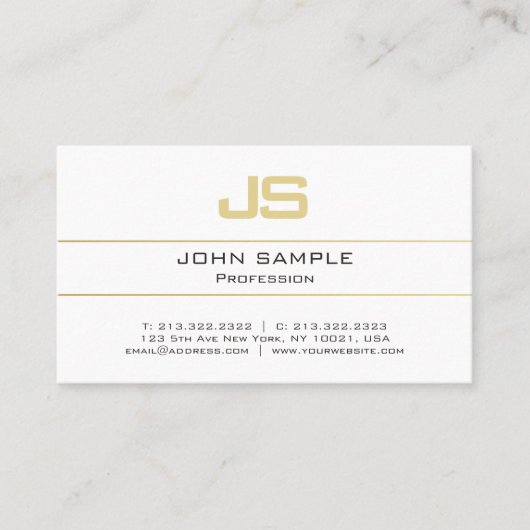 Aangepaste Sjabloon Gold Initiaal Monogram Modern Visitekaartje (Voorkant)