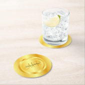 Aangepaste Sjabloon Gold look Modern Monogram Eleg Ronde Kartonnen Onderzetter (Insitu)