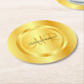 Aangepaste Sjabloon Gold look Modern Monogram Eleg Ronde Kartonnen Onderzetter (Gebogen)
