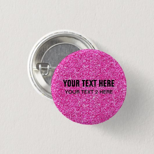 Aangepaste Sjabloon Jouw tekst roze glitter bekijk Ronde Button 3,2 Cm (Voorkant /achterkant)