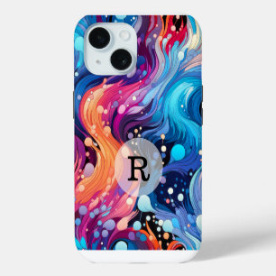 Aangepaste sjabloon kleurrijk golvend patroon iPhone 15 case
