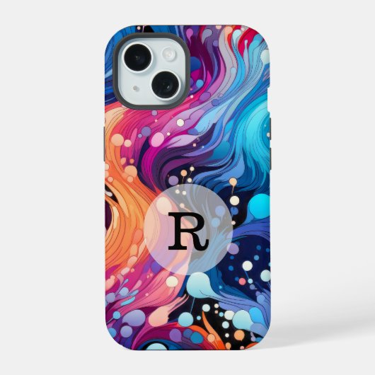 Aangepaste sjabloon kleurrijk golvend patroon iPhone 15 case (Achterkant)