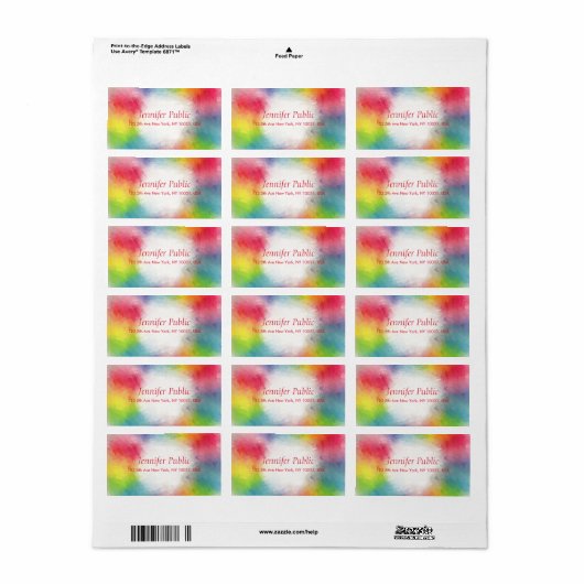 Aangepaste Sjabloon kleurrijke moderne regenboog A Etiket (Full Sheet)