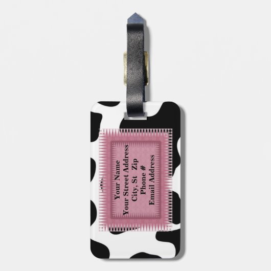 Aangepaste Sjabloon Koeienhuid Design Bagagelabel (Achterkant verticaal)