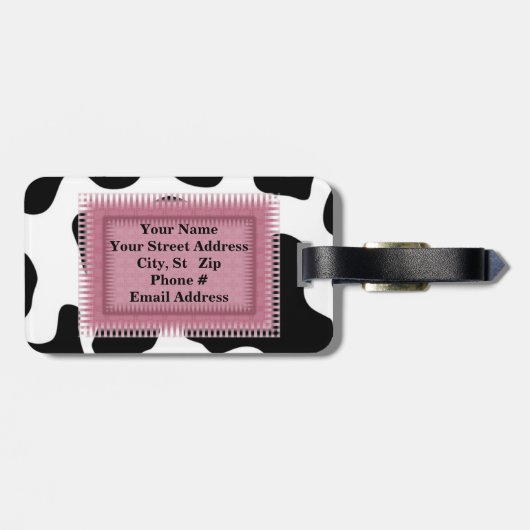 Aangepaste Sjabloon Koeienhuid Design Bagagelabel (Achterkant horizontaal)