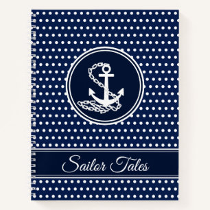 Aangepaste Sjabloon maritieme stijl blauw en wit Notitieboek
